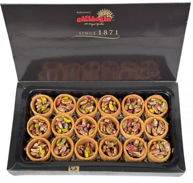 SINCE 1871 GÜLLÜOGLU 터키 디저트 굴루오글루 새의 둥지 바클라바 오쉬 엘 불불 18개 1.29파운드 585그램 혼합 이스탄불터키에서 매일 신선하게 되는 전통, 1.15 온스 (18개 묶음), 585g, 1개