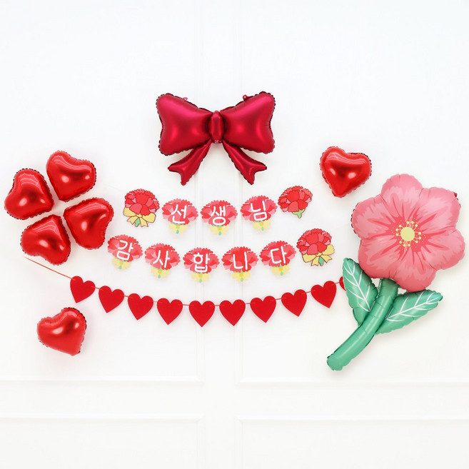 파티짱 스승의날 가랜드 풍선 세트 어버이날 파티 소품, 선생님/매트플라워, 1세트