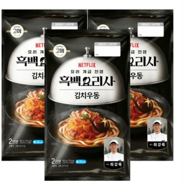 (냉장)[고메]흑백요리사 김치우동, 3개, 458.4g