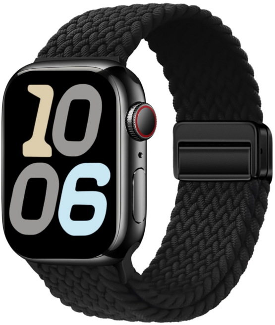 애플워치 호환 브레이드 마그네틱 버클 스트랩38/40/41/42mm 49/46/45/44/42mm 11 10 9 8 7 6 5 4 3 2 se2/3 ultra2/3, 블랙