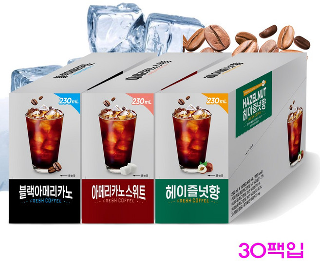 [카페모어] 프리미엄 커피 230ml (블랙10 스위트10 헤이즐넛10), 30개