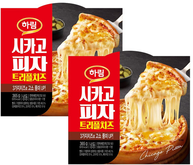 하림 시카고피자트리플치즈 365g, 2팩, 2개