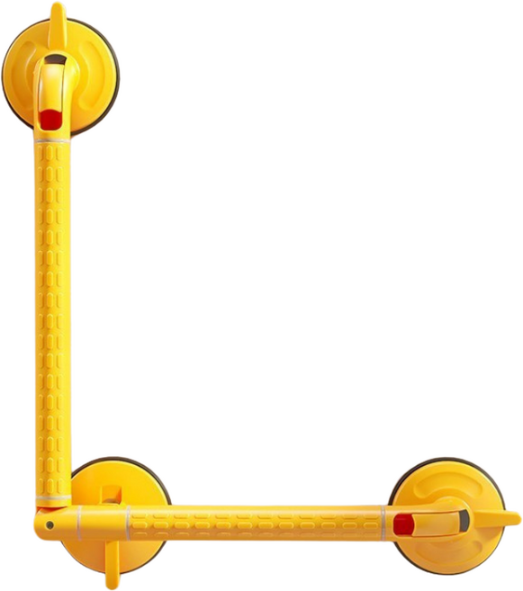 노인 낙상방지 L자형 각도조절 흡착식 다용도 안전 손잡이 욕실 화장실, 노란색, 1개