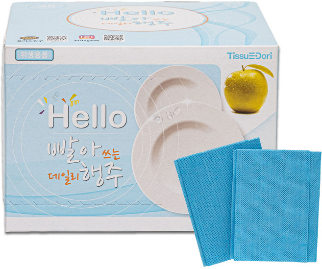 뽑아쓰는 일회용행주 40매 셀롤로오스 위생 다회용 주방 업소용 차박 캠핑 펜션 행주 티슈, 01. 일회용행주(파랑) 40매, 1개, 40개입