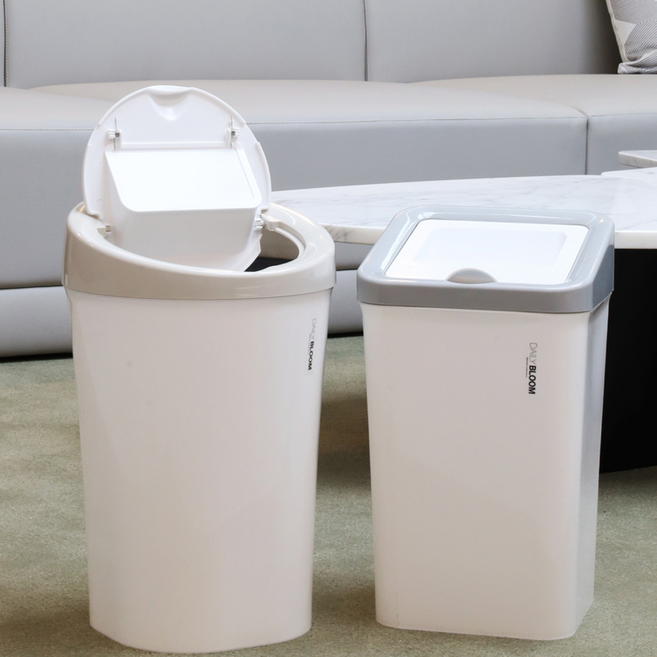 데일리블룸 업다운 휴지통 10L 화장실 종량제 쓰레기통 사무실 달빛스토어, 그레이 원형 10L
