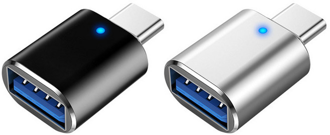 믹스MICS 1+1 메탈 알루미늄 USB-A to USB C타입 USB 3.0 5Gbps Type-C 변환젠더 2P, 블랙1P+실버1P, 1세트, 3cm