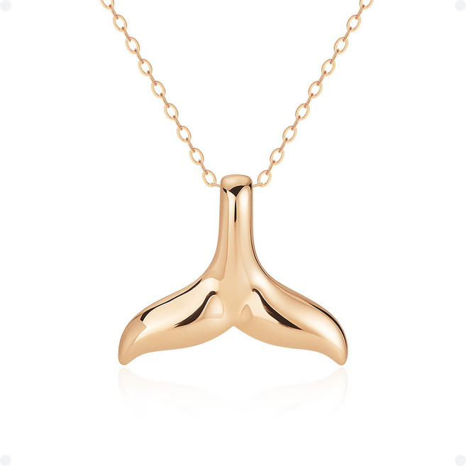 쥬넬 [선물포장] 14K 소원 통통 고래꼬리 팬던트 체인 금 목걸이 가정의달 어버이날 생일 선물