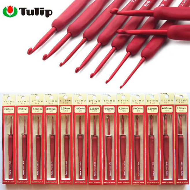 튤립 에티모 레드 쿠션그립 모사용 코바늘(단품) 1/0-10.5/0 Tulip Etimo, 1개