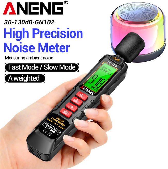 LED 디스플레이가있는 데시벨 미터 휴대용 사운드 레벨 미터 데시벨 테스터 가정용 동네 용 디지털 소음 측정기, 1개