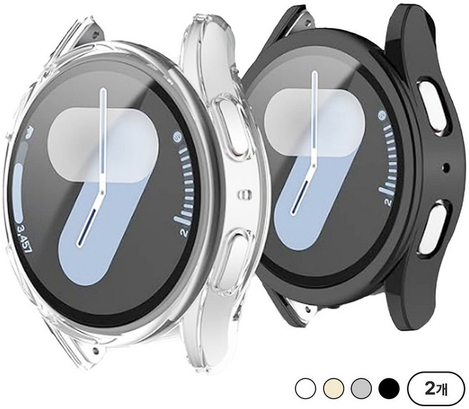 아이비온 갤럭시워치 풀커버 케이스 2개입 40 44 mm, 클리어+클리어