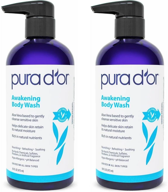 PURA D'OR 어웨이크닝 바디워시 16 Oz 473ml 2팩 - 쿠팡