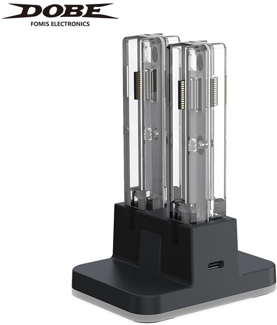 DOBE 雙充座 Type-C 充電座 適用 Nintendo Switch Joy-Con 手把, 黑, 1個, 炫彩4合1座充 TNS-5125