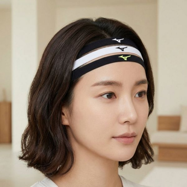 MIZUNO 미즈노 씬 운동용 헤어밴드 세트 공용 얇은 스포츠 헤어악세서리 No.1851789
