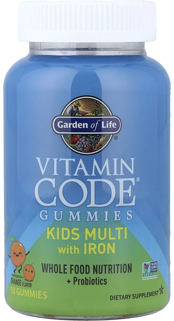 Garden of Life Vitamin Code 구미젤리 키즈 멀티 철분 함유 오렌지 구미젤리 90개, GardenofLifeVitaminCode구미젤리키즈멀 - 쿠팡
