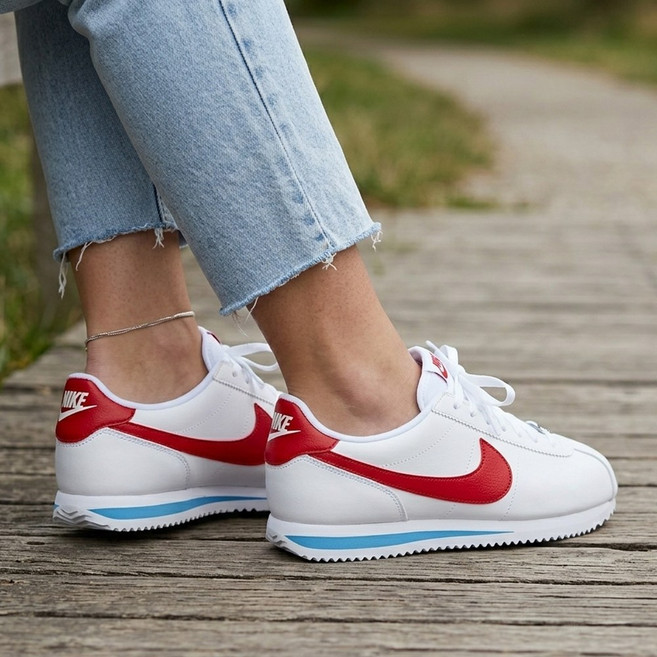 나이키 코르테즈 화이트 레드 여성 운동화 단화