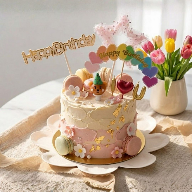 生日快樂 派對裝飾 插牌, 彩色, 1套