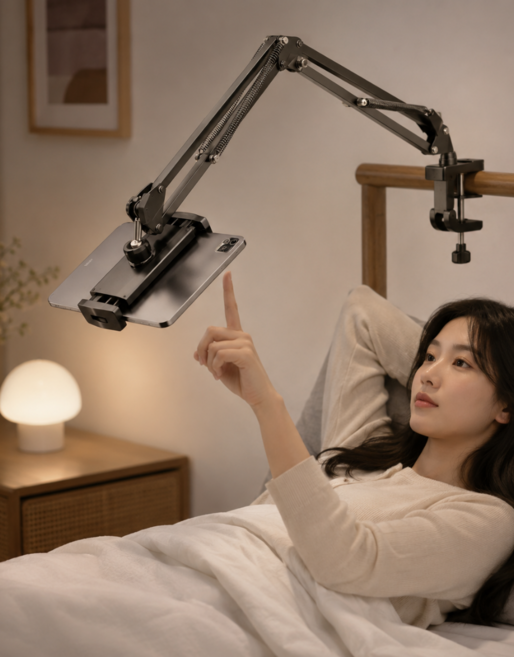 루이쉘 침대 탁상 태블릿 휴대폰 거치대, 1개, 블랙, 단일