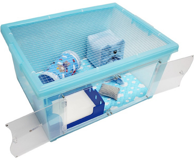 (자석잠금) 양문개방 68L 리빙하우스. 고슴도치 햄스터용, 화이트, 1개