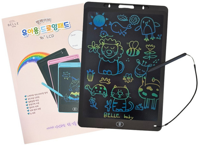 벨베이비 유아용 드로잉패드 16인치 전자칠판 LCD, 1개, 블랙