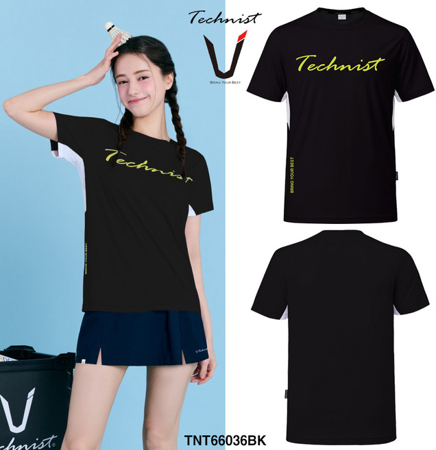 테크니스트 배드민턴 기획 티셔츠 반팔 상의 블랙 TNT66036BK 남성 여성 남녀공용