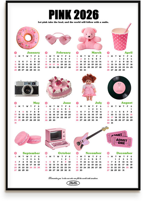2026년 달력 인테리어 액자 포스터 컬러무드 캘린더, 03.키치핑크무드