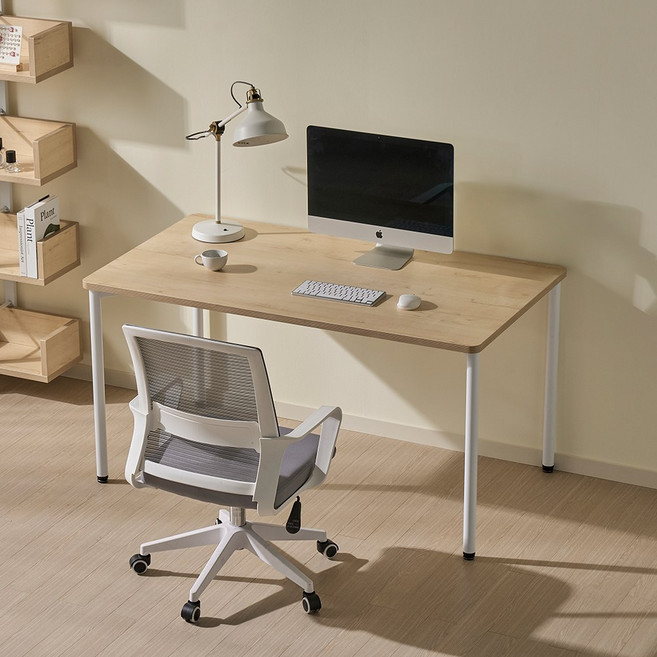 두로 LPM 베이직 데스크 1800x800, 화이트프레임, 오크, 화이트프레임/라운드/오크