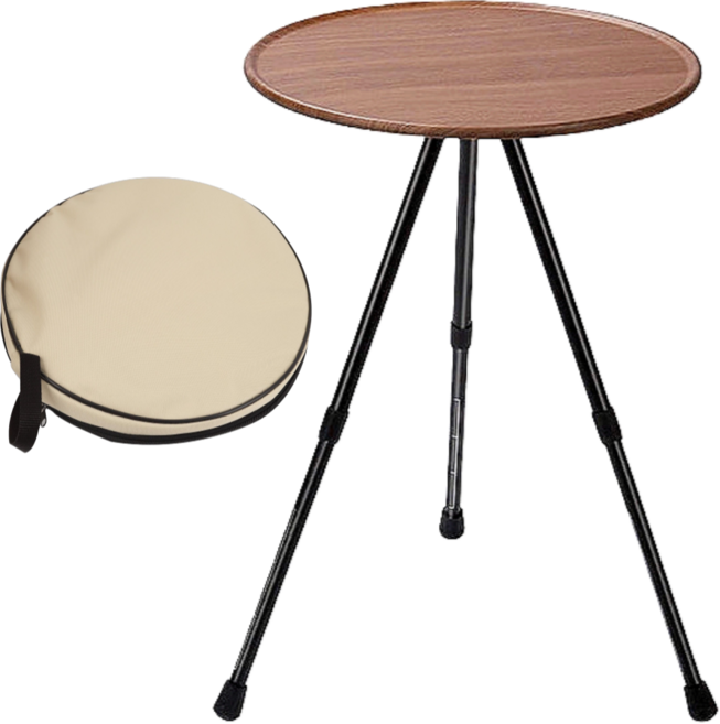 베어솔 높이조절 캠핑 사이드 보조테이블 세트, 월넛오크우드