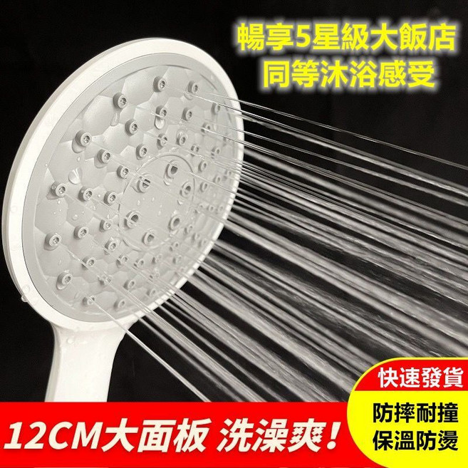 雙面出水加壓蓮蓬頭 可添加沐浴乳, 1個, 歐美專供12CM大面板增壓蓮蓬頭 電鍍銀