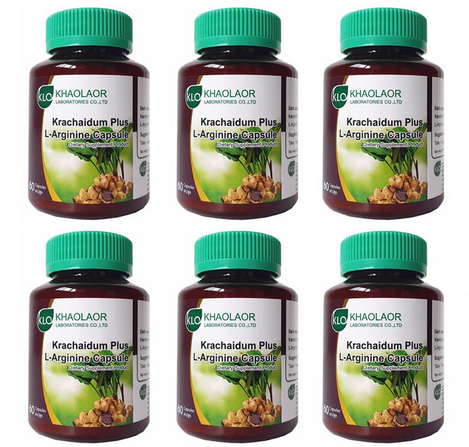 (남성전용) 태국 카오라어 검은생강 끄라차이담 플러스 L-아르기닌 / 파비플로라 크라차이담, 6개, 60정