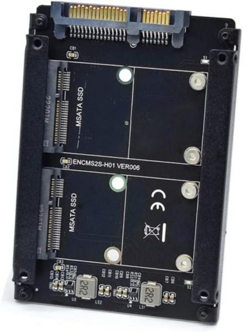 xiwai 듀얼 MSATA 미니-SATA SSD 카드 JBOD Raid0 스팬 브리지와 USB3.0 타입-C USB-C 2.5인치 SATA 콤보 인클로저 연결, MSATA+MSATA to SATA