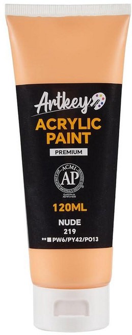 Artkey 아크릴 물감 - 옐로우 오커 (120ml/4온스) 튜브 풍부하고 생생한 안료 전문 아티스트 아크릴 물감 - 캔버스 나무 바위 점토 원단 도자기 미술 공예 페인팅, 4.06 액량 온스 (1팩)., 누드