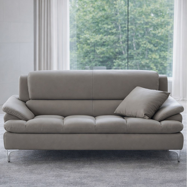 라일리 3인 가죽소파 (전국배송 제주도배송), 머드그레이