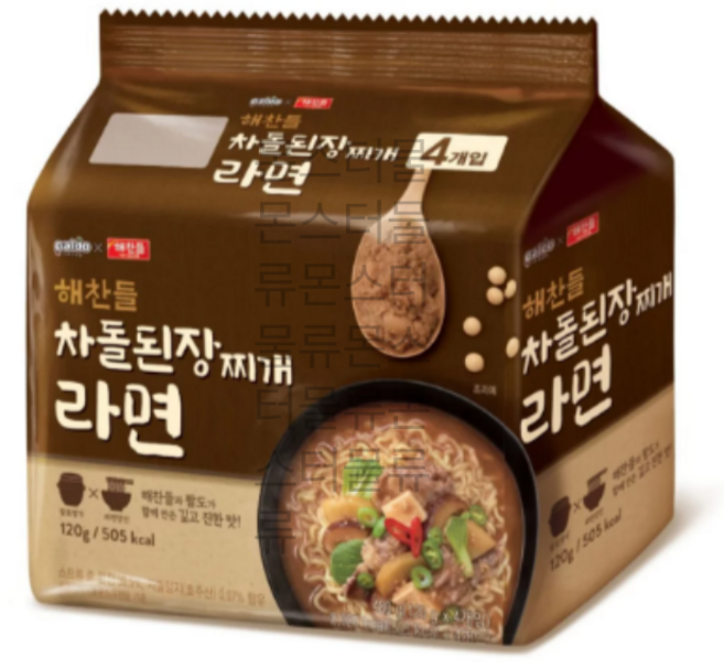 팔도 해찬들 차돌된장찌개 라면 120g, 4개