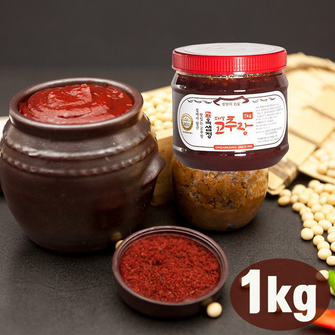 전통 장 맛 명가 옥샘정 국산콩 된장 보리쌀 고추장 100% 국내산 우리농산물, 1kg, 1개