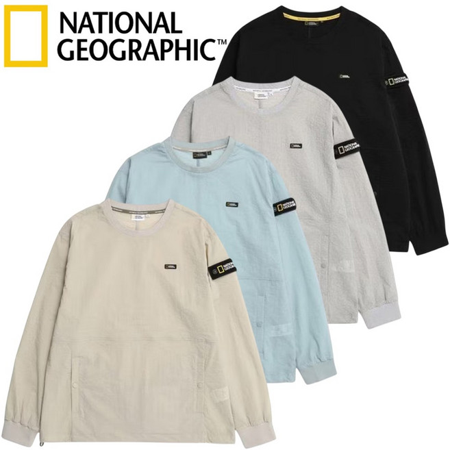 [백화점발송]내셔널지오그래픽 공용 맨투맨 긴팔티 우븐 바스락 티셔츠 상의