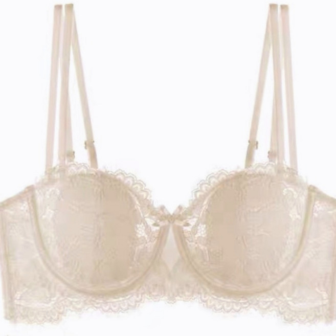 枕邊玩物 法式超薄款兔耳朵蕾絲內衣套裝軟鋼圈內衣