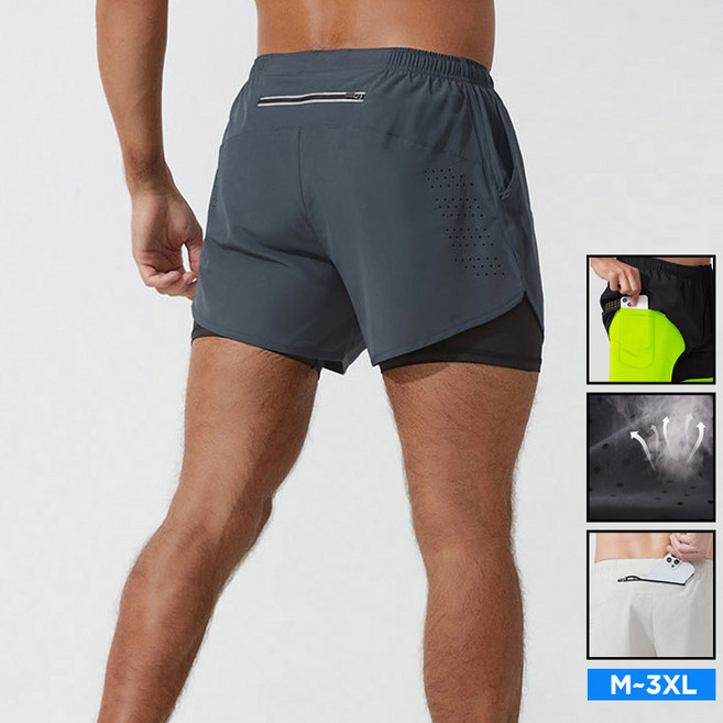 텐제로 남녀공용 런닝숏츠 3부 반바지레깅스 속바지일체형 짐웨어 마라톤