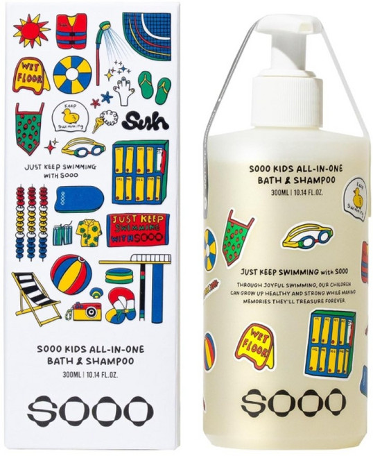 SOOO 키즈 올인원 바스앤샴푸, 1개, 300ml