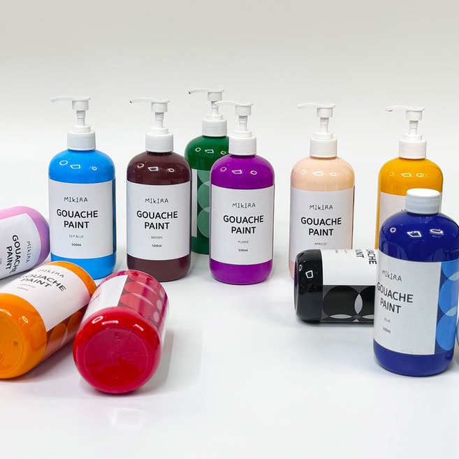 미키라 수채화 과슈 물감 대용량 500ml 12색