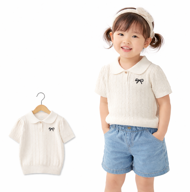 여아 유아동 예쁜 반팔 티셔츠 레이어드 리브엘니트반팔티셔츠