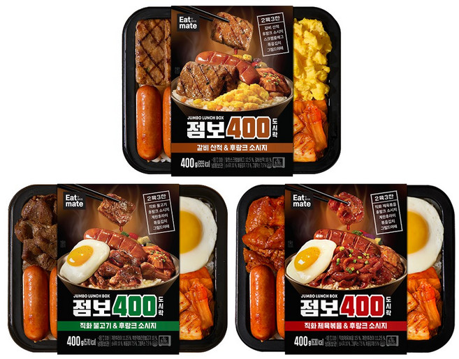 [랭킹닭컴] 잇메이트 점보 400 도시락 3종 혼합, 10개, 400g
