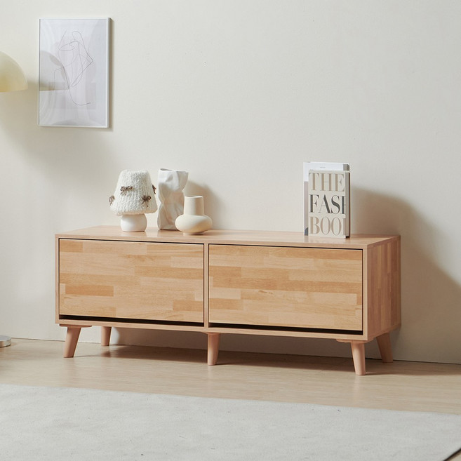 [케이컴퍼니]K1200-IN-C-LPM / 심플비 피크 낮은 1200거실장 2서랍형, 고무나무