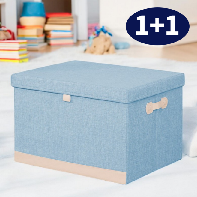 넷세일마켓 커버있는 접이식 다용도 옷 수납정리함 리빙박스, 2개, 스카이 블루