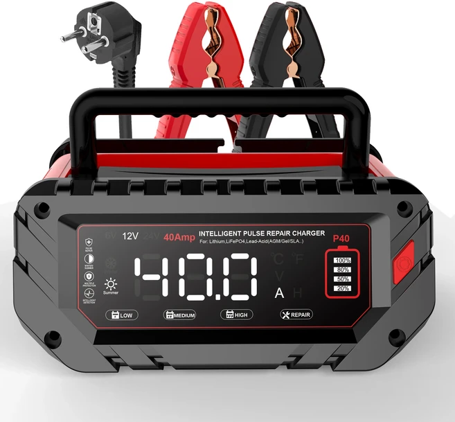 12V 24V 자동차 배터리 충전기 Lifepo4 AGM 납산 리튬 용 완전 펄스 수리 유지 보수 재고 있음, 07 40A-EU PLUG, 01 빠른  Mainland