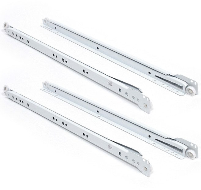 ZIO-BIZ 서랍레일 백색 철레일 1조 2개세트 / 고하중 슬라이드레일 서랍장레일 가구 옷장 수납장 하부장 책상 책장 싱크대 레일 서랍댐퍼 헤펠레 가구부품, 2세트