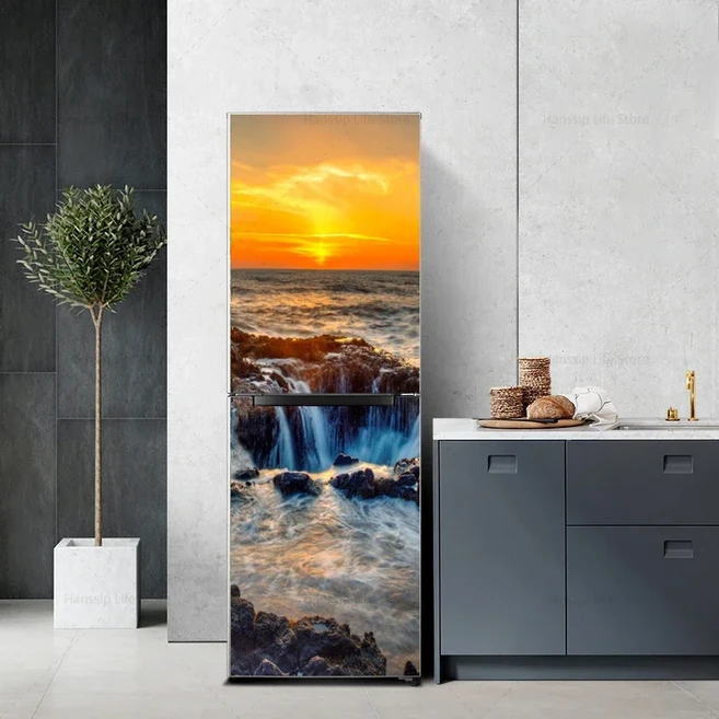 디저트 방수 냉장고 PVC 옷장 벽화 벽지 냉장고 문짝 스티커 스티커 문짝 주방, 60x180cm (cut 2pcs), 25