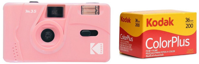 코닥 M35 필름카메라 + 코닥 컬러플러스 200/36 필름, 1세트, 핑크