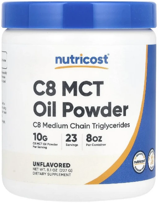 뉴트리코스트 카프릴산 MCT오일 무맛 파우더 C8 MCT Oil Powder 227g, 1개 - 쿠팡