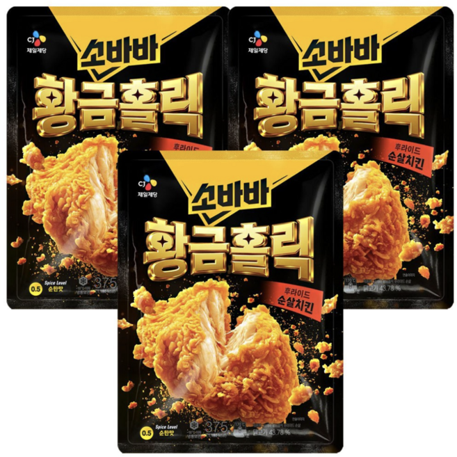고메 소바바 황금홀릭 후라이드 순살 375g 3개
