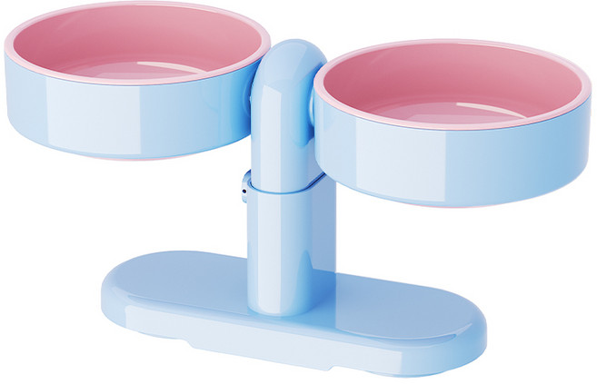 솔바람집 반려동물 컬러 높이조절 식기 5단계 높이 조절 기능, 1개, 블루